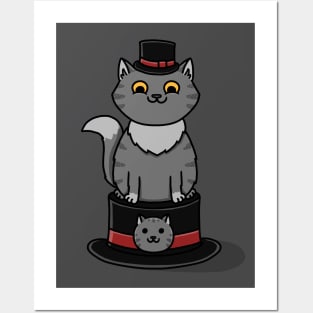 Cat In A Hat On A Kitty Cat Hat Posters and Art